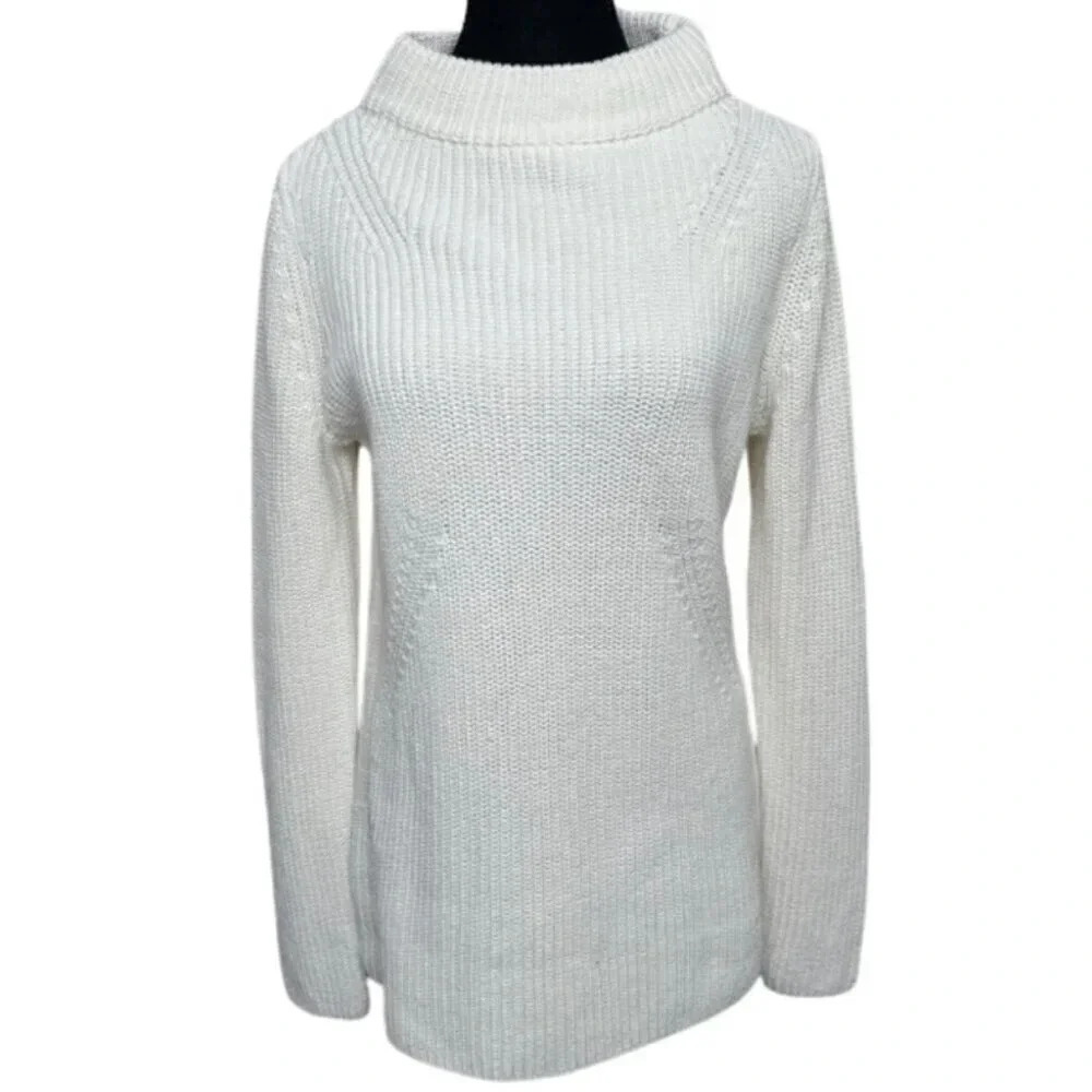 Talbots  Womens Small Chunky Cream Mock Neck Sweater